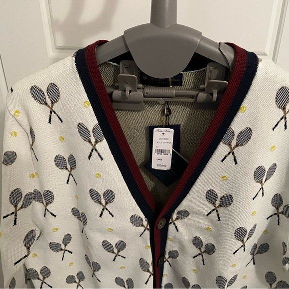 NWT Men’s Supima® Cotton Racquet Jacquard Pattern Cardigan (L) - Picture 3 of 7